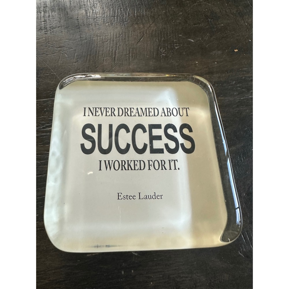 Estée Lauder Success Quote Acrylic Paperweight Executive Desk Decor 4" Square